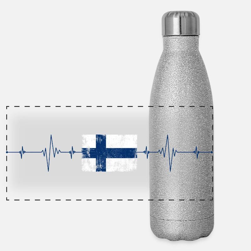 Drapeau de la Finlande Heartbeat Gourde isotherme panoramique pailletée 500 ml