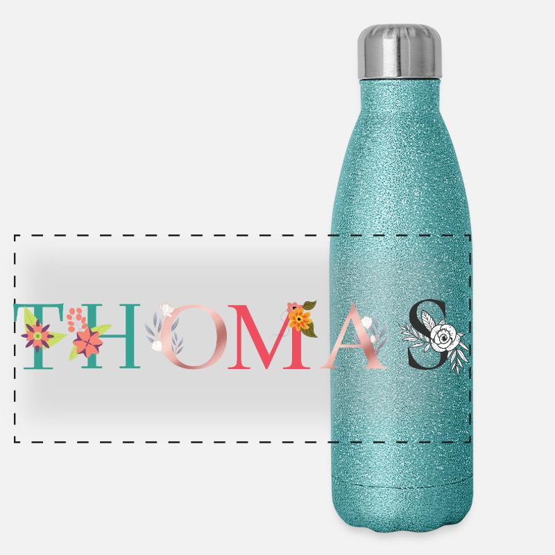 THOMAS ART DU NOM AVEC FLEURS BRODÉES Gourde isotherme panoramique pailletée 500 ml