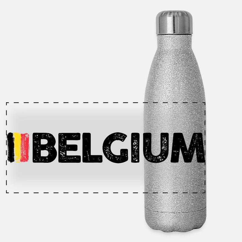 Belgium flag Panoramic Glitter Thermal Bottle 500 ml