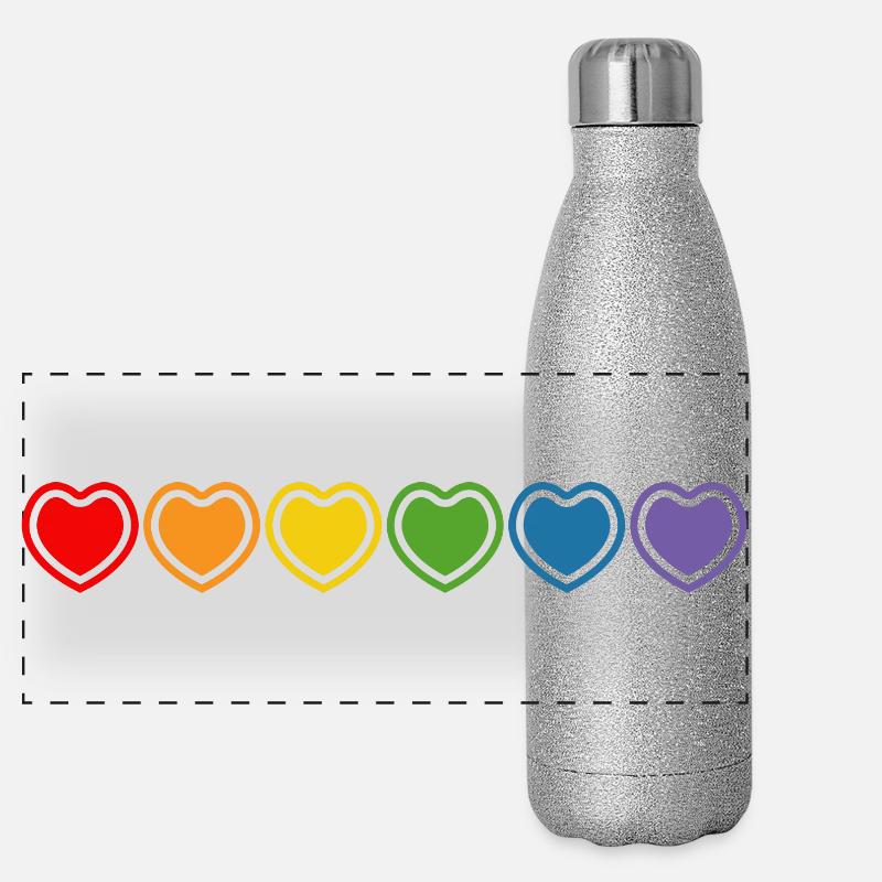 LGBT Regenbogenherzchen Panorama Glitzer Isolierflasche 500 ml