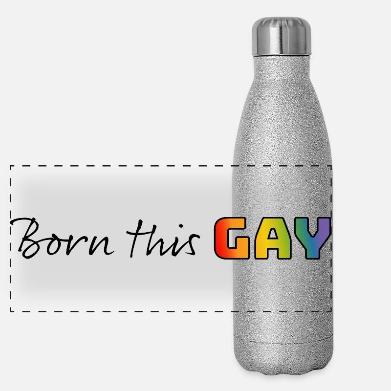 Regenbogen born this gay Panorama Glitzer Isolierflasche 500 ml