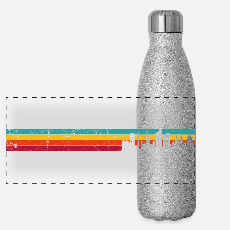 Liverpool Skyline Retro Panorama Glitzer Isolierflasche 500 ml