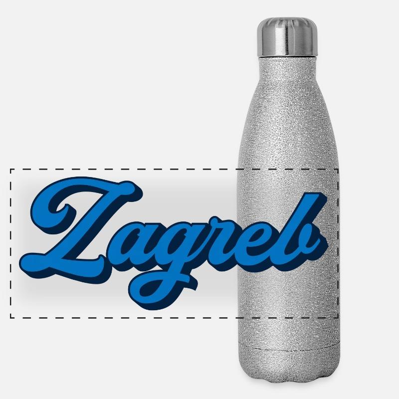 Zagreb Script Logo Stil Panorama Glitzer Isolierflasche 500 ml