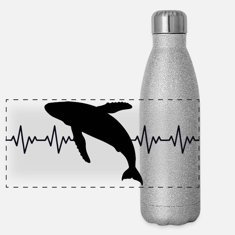 Walfisch Wal EKG Herzschlag Panorama Glitzer Isolierflasche 500 ml