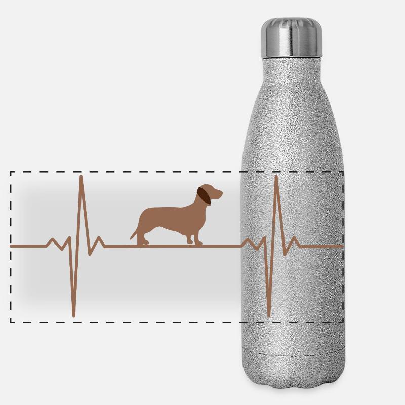 Teckel Chien Battement de cœur Teckel Gourde isotherme panoramique pailletée 500 ml