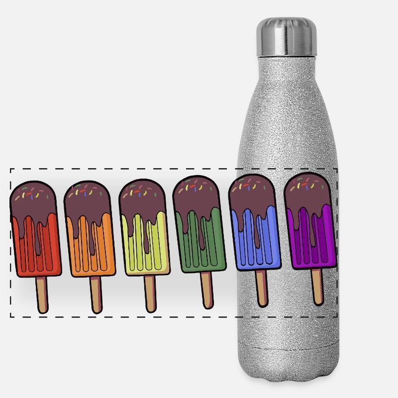 Regenbogen-Eis am Stiel Parade Panorama Glitzer Isolierflasche 500 ml