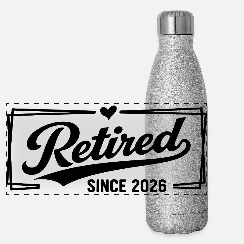 Legendary retired drummer still in rhythm - Panoramic Glitter Thermal Bottle 500 ml - silver glitter