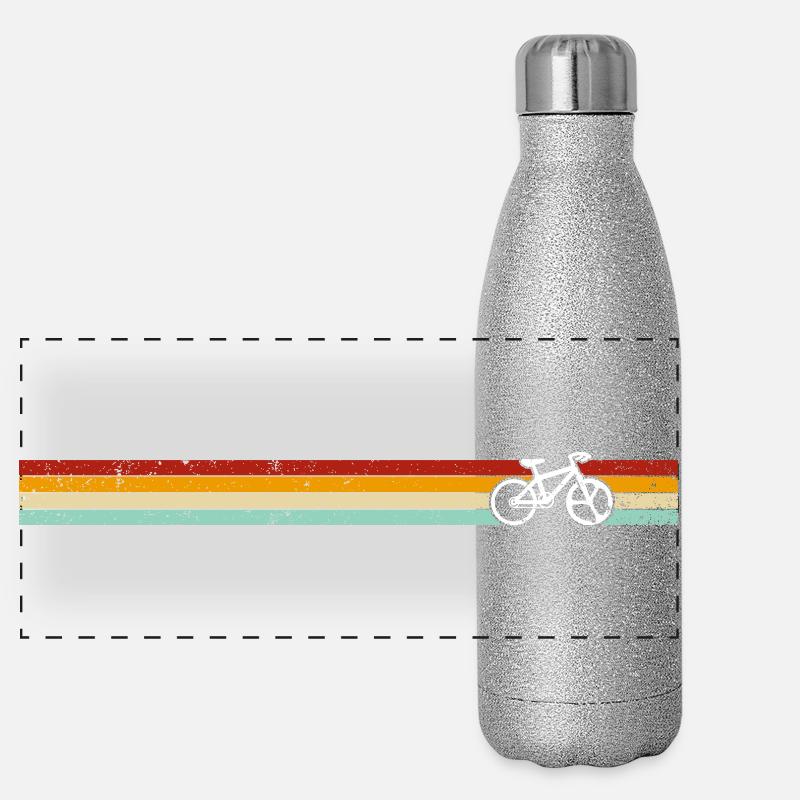 Retro Stripes Bicycle on Gradient Banner Panoramic Glitter Thermal Bottle 500 ml
