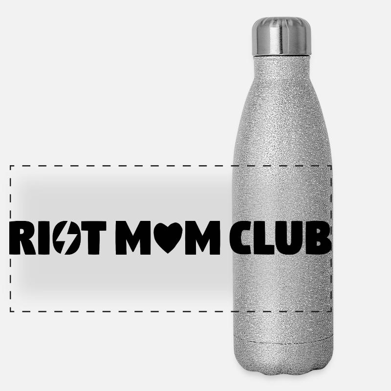«RIOT MOM CLUB» logo horizontal - Panoramic Glitter Thermal Bottle 500 ml - silver glitter