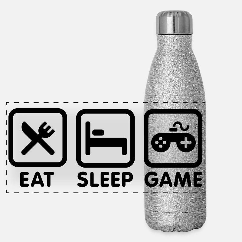 Eat sleep game Panoramic Glitter Thermal Bottle 500 ml