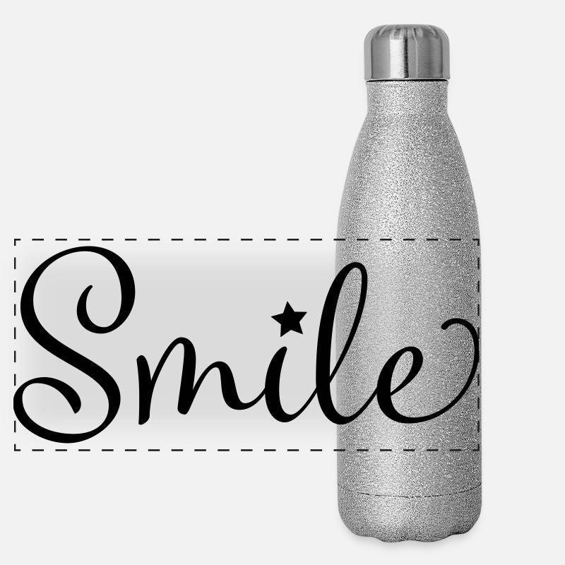 Smile - Panorama Glitzer Isolierflasche 500 ml - Silber Glitzer