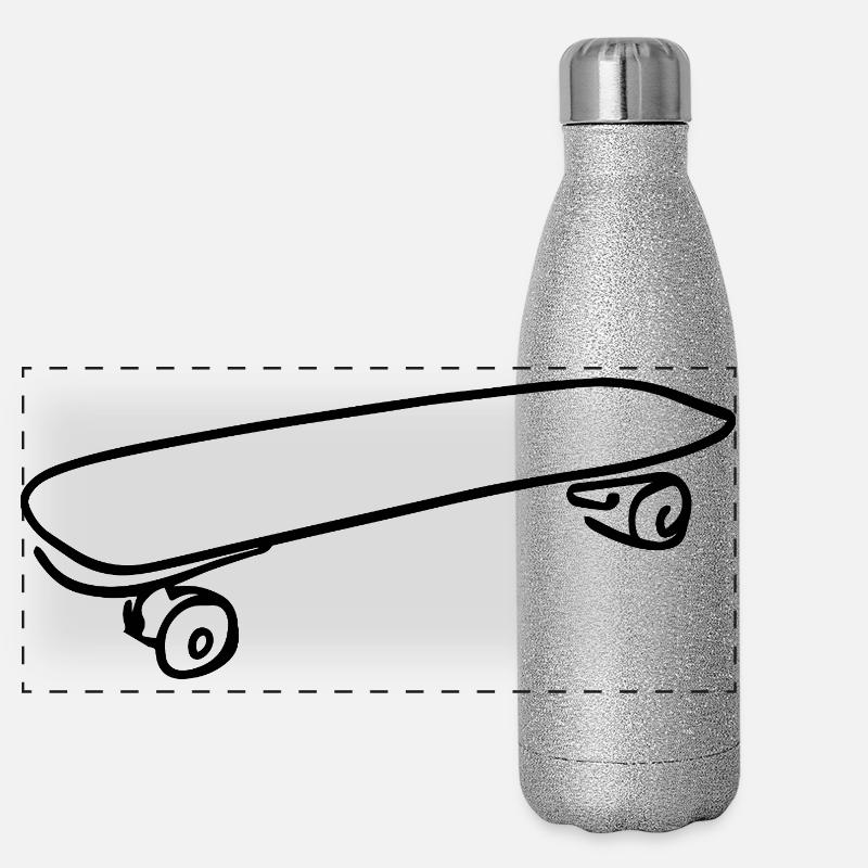 Skateboard Drawing - Panoramic Glitter Thermal Bottle 500 ml - silver glitter