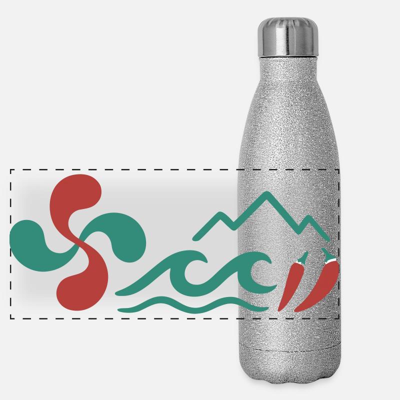 Mountain and Colorful Chili Pepper Pattern Panoramic Glitter Thermal Bottle 500 ml