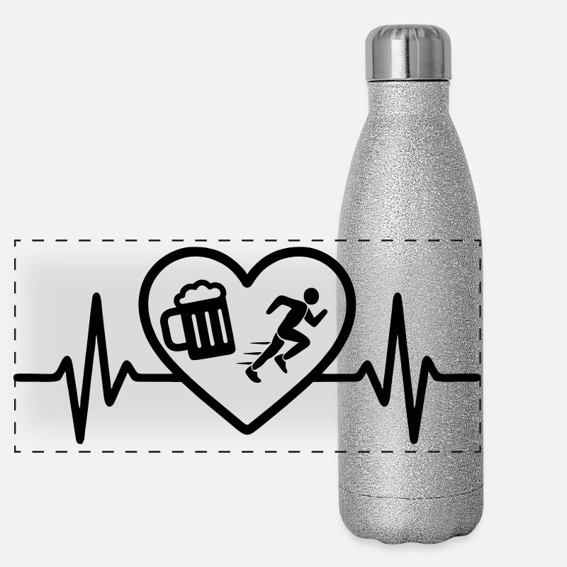 Herz Bier Laufen Humor Panorama Glitzer Isolierflasche 500 ml