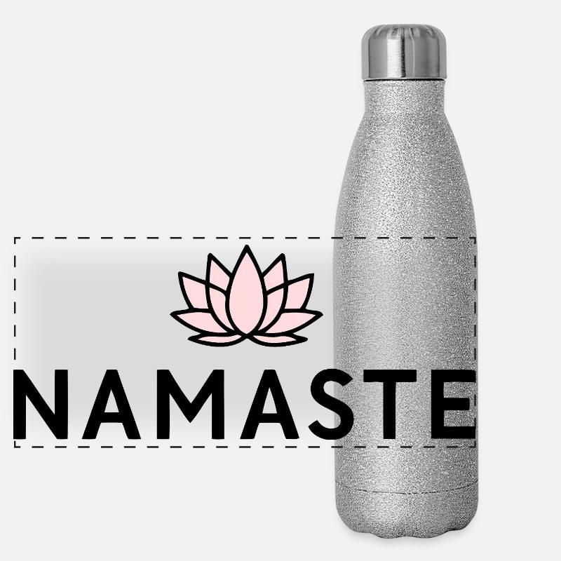 Lotus Zen Minimalist Black Panorama Glitzer Isolierflasche 500 ml