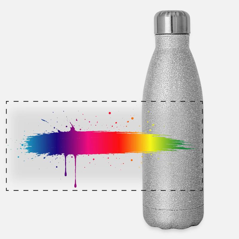 Regenbogen Pinselstrich Farbverlauf Splash Panorama Glitzer Isolierflasche 500 ml