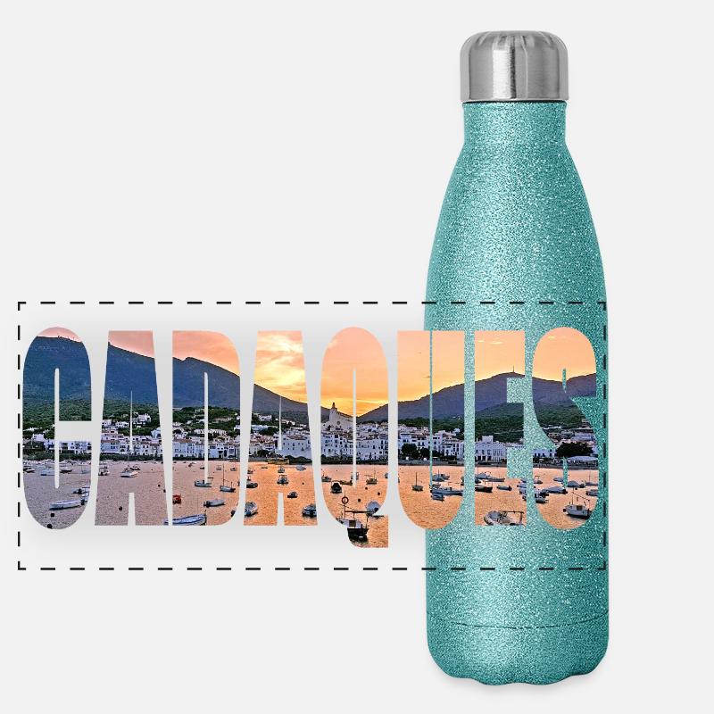 Cadaques Costa Brava Panorama Glitzer Isolierflasche 500 ml