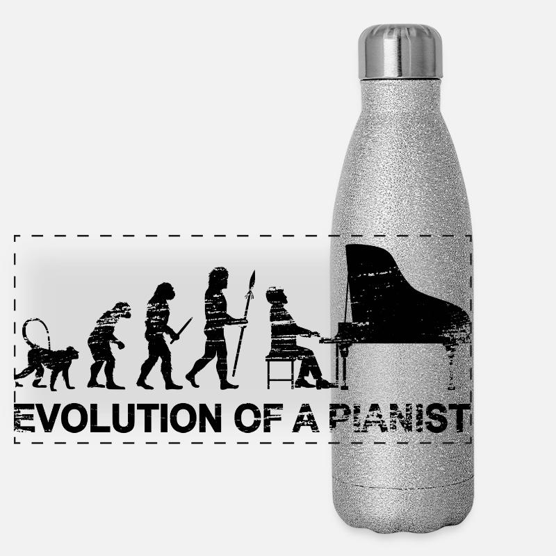 Entwicklung eines Pianisten Panorama Glitzer Isolierflasche 500 ml