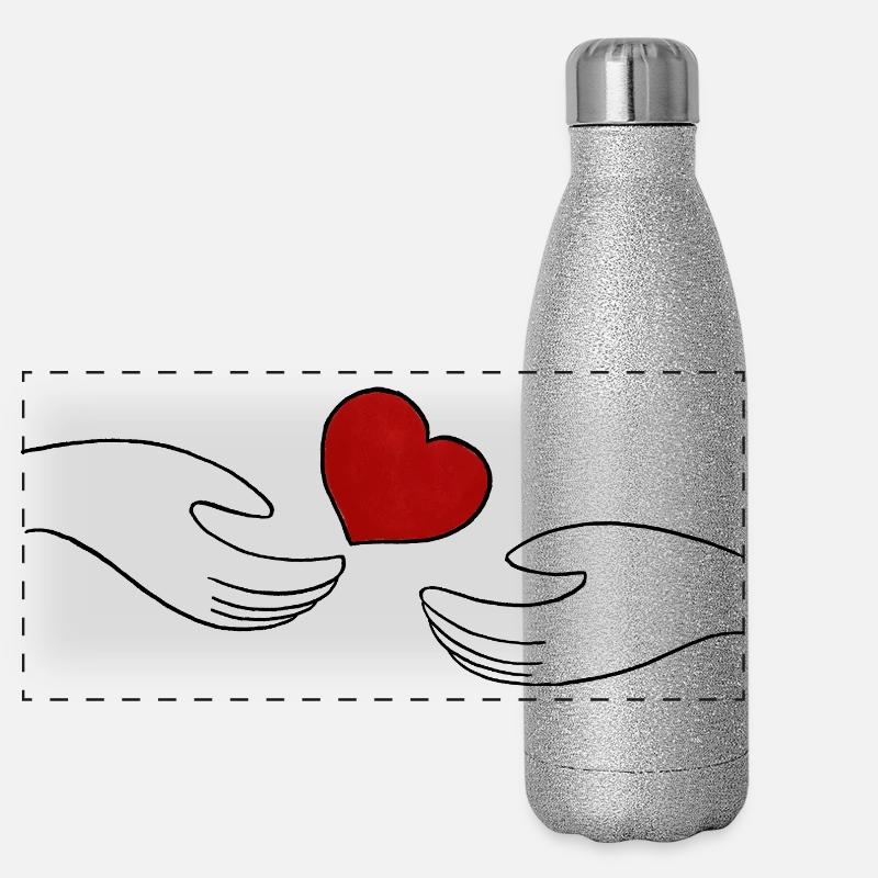 red heart Panoramic Glitter Thermal Bottle 500 ml