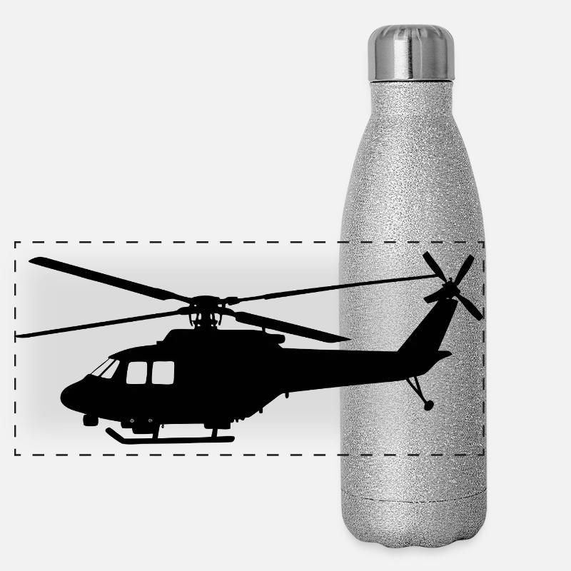 Hubschrauber Panorama Glitzer Isolierflasche 500 ml