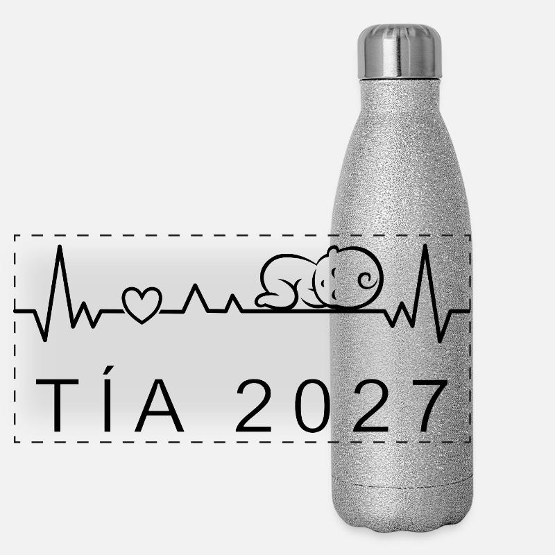 Ser Tía 2027 Ritmo Cardiaco Anuncio Embarazo Panorama Glitzer Isolierflasche 500 ml