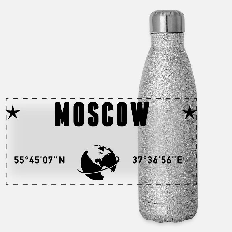 Moscou Russie Coordonnée la planète Terre Gourde isotherme panoramique pailletée 500 ml