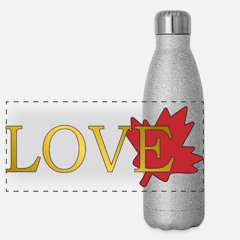 Amour Feuille d'érable du canada Gourde isotherme panoramique pailletée 500 ml