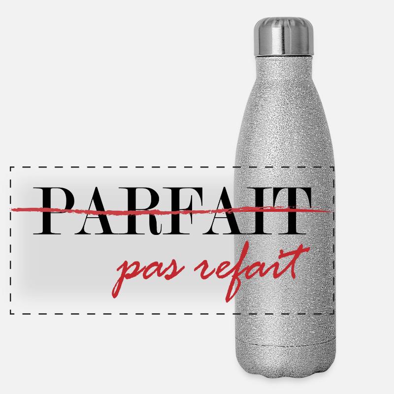 Parfait, pas refait (noir) Gourde isotherme panoramique pailletée 500 ml