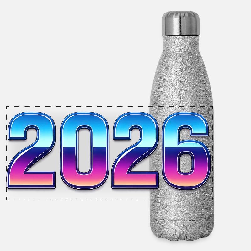 Neon 2026 Dégradé Design Gourde isotherme panoramique pailletée 500 ml