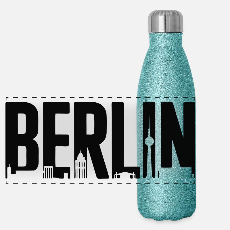 Berlin Skyline Silhouette Panoramic Glitter Thermal Bottle 500 ml