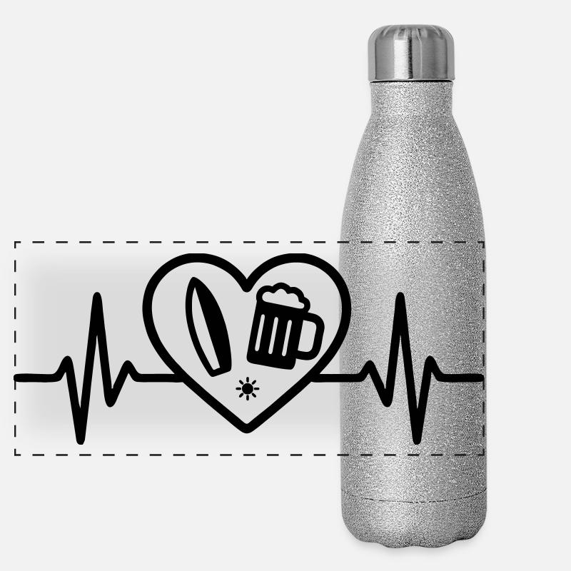 Herz Surfen Bier Panorama Glitzer Isolierflasche 500 ml