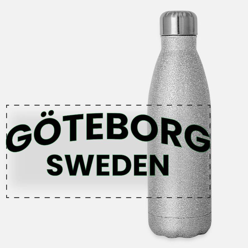 Contour néon de Göteborg Suède Gourde isotherme panoramique pailletée 500 ml