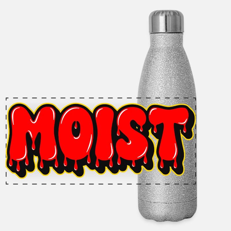 Moist Chunky Lettering Text  - Panoramic Glitter Thermal Bottle 500 ml - silver glitter