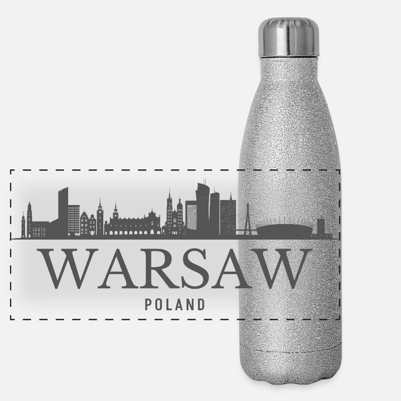 Varsovie, Pologne, silhouette de Varsovie Gourde isotherme panoramique pailletée 500 ml