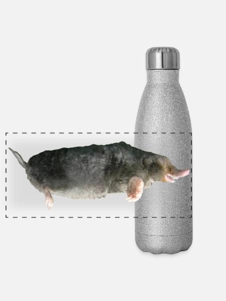 Maulwurf - Panorama Glitzer Isolierflasche 500 ml - Silber Glitzer