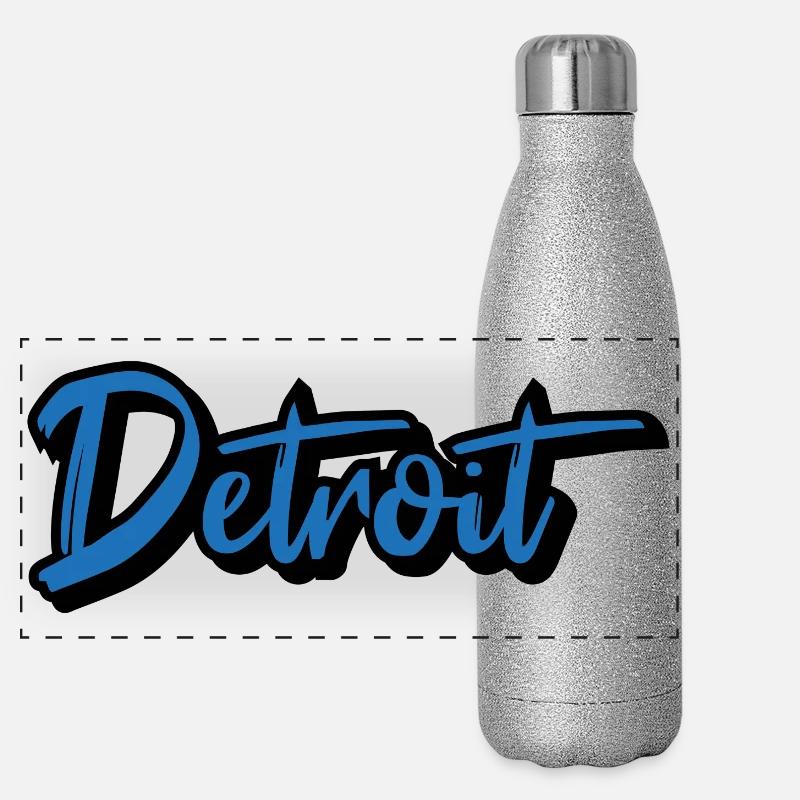 Detroit Script Blau Panorama Glitzer Isolierflasche 500 ml
