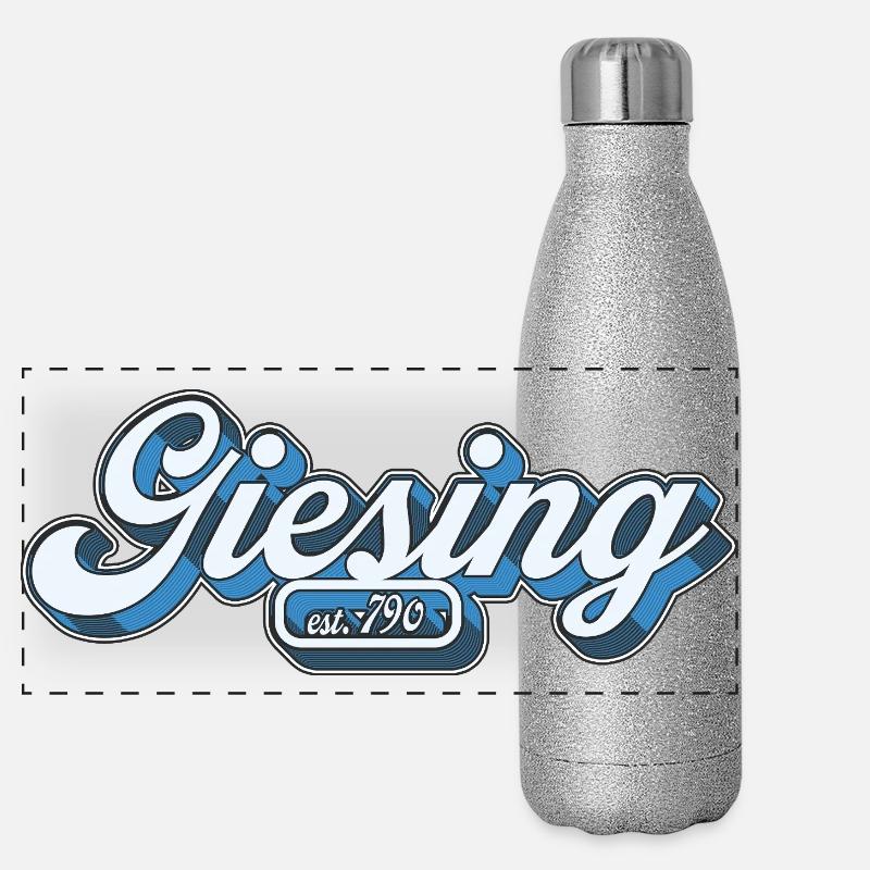 Giesing est. 790 Retro Giasing Munich Minga 089 Gourde isotherme panoramique pailletée 500 ml