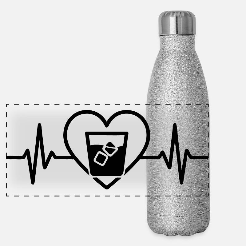 Verre à whisky coeur apéritif élégant Gourde isotherme panoramique pailletée 500 ml
