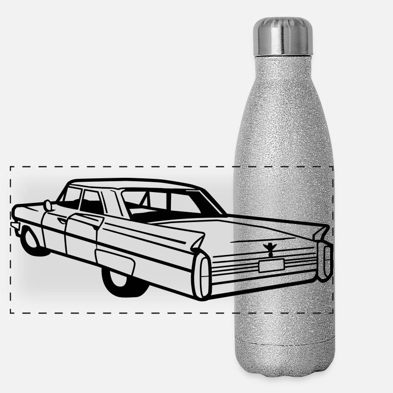 Caddy Vektor - Oldtimer, Low Rider Panorama Glitzer Isolierflasche 500 ml