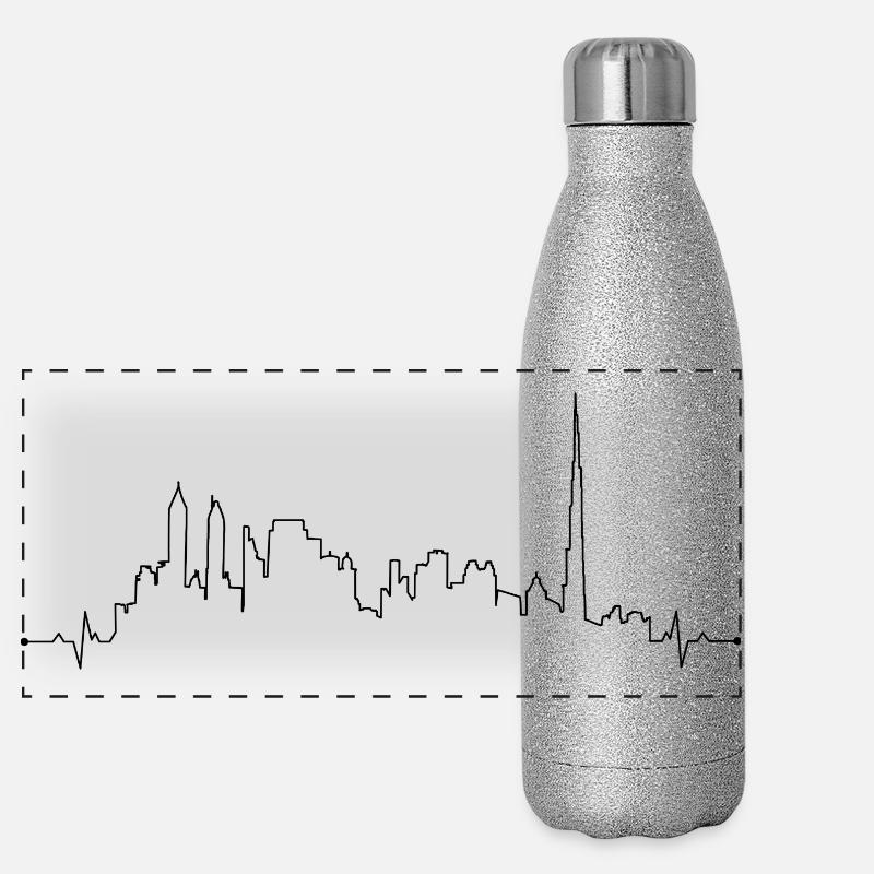 Herzschlag Dubai Panorama Glitzer Isolierflasche 500 ml