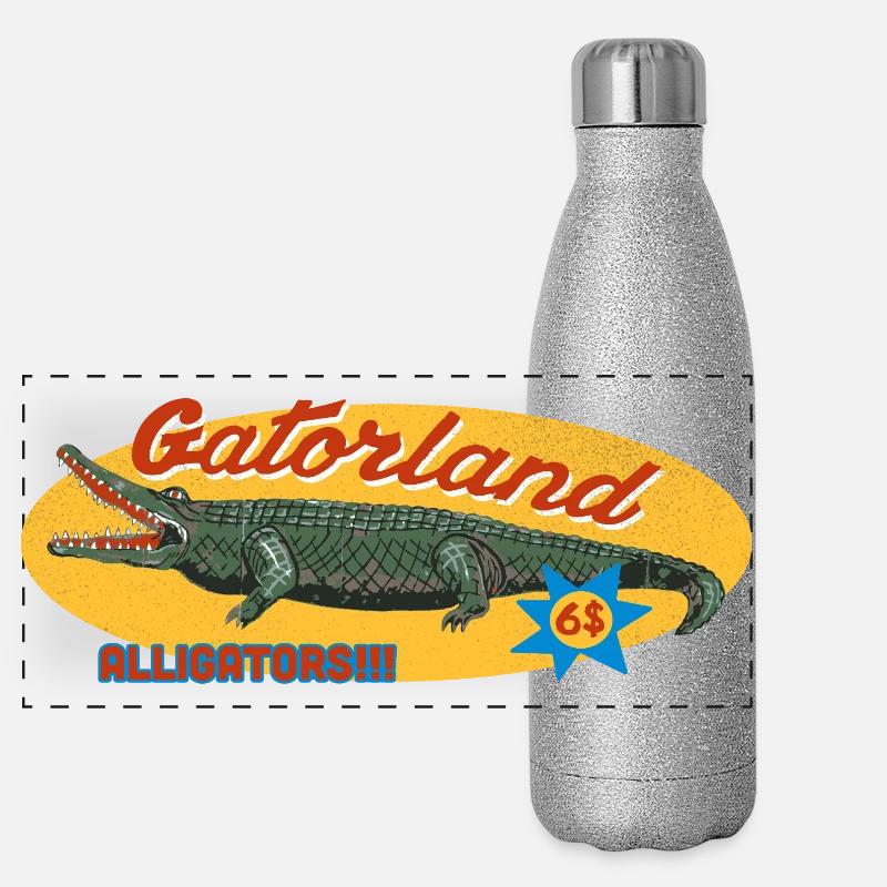 Gatorland – Retro Alligator Tourist Attraction Panoramic Glitter Thermal Bottle 500 ml