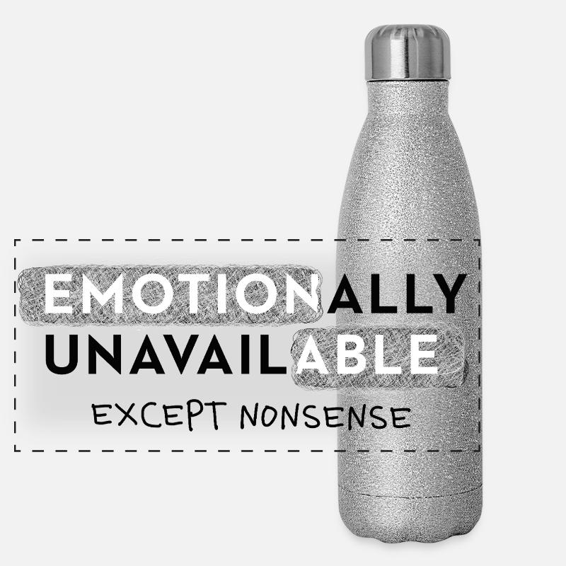 Emotionally Unavailable – Statement Typo - Panoramic Glitter Thermal Bottle 500 ml - silver glitter