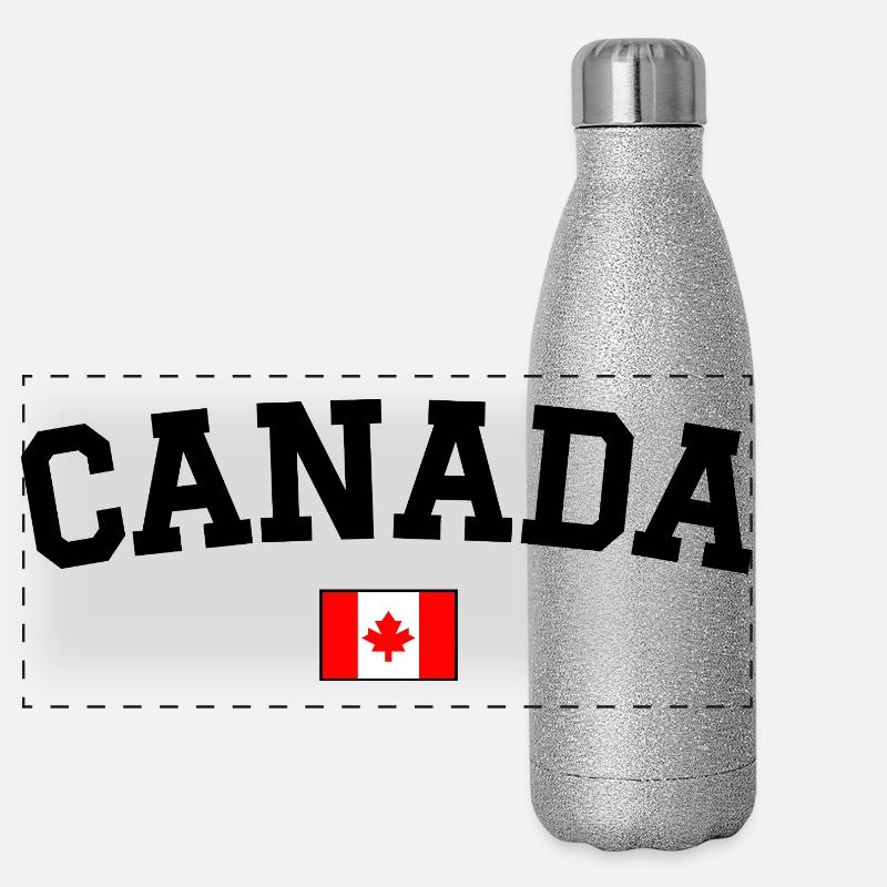 Drapeau du Canada Noir Gourde isotherme panoramique pailletée 500 ml