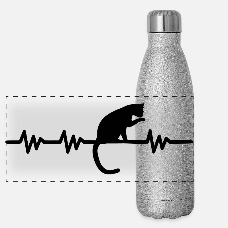 Herzschlag - Katze Panorama Glitzer Isolierflasche 500 ml