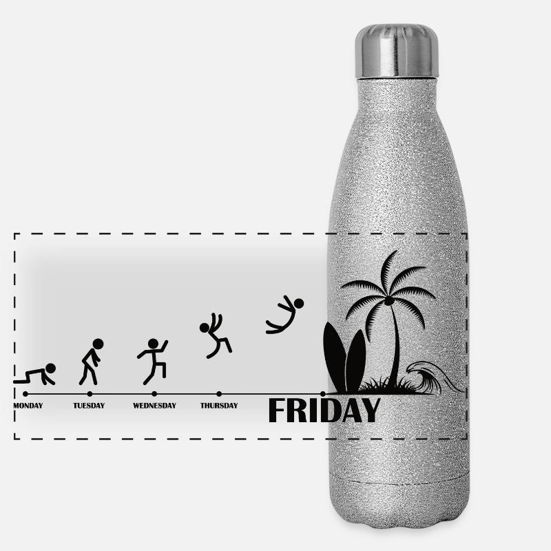 Enfin, Friday Beach Evolution - Gourde isotherme panoramique pailletée 500 ml - paillettes argentées