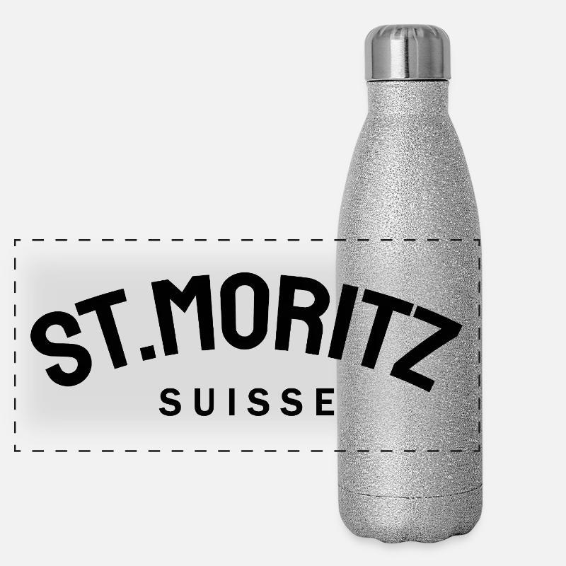 St. Moritz - Suisse - Schweiz - Swiss  Panorama Glitzer Isolierflasche 500 ml