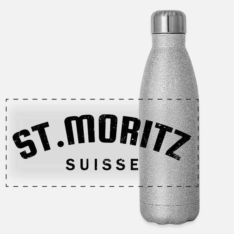 St. Moritz - Suisse - Schweiz - Swiss Panorama Glitzer Isolierflasche 500 ml