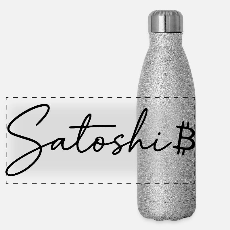 Satoshi Cadeau Bitcoin pour trader de cryptomonnaies Gourde isotherme panoramique pailletée 500 ml