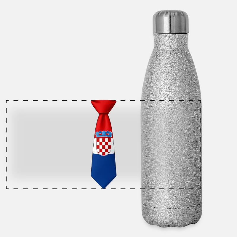 Croatie cravate – Conception du drapeau Gourde isotherme panoramique pailletée 500 ml