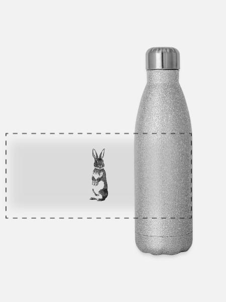 Hase sw - Panorama Glitzer Isolierflasche 500 ml - Silber Glitzer - Vorne